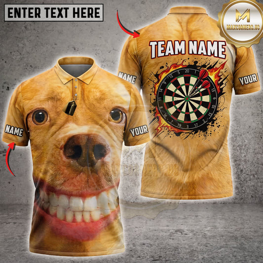 Maxcorners Darts Funny Smiling Golden Retriever Dog Golden Dartboard Personalized Name 3D Unisex Shirt