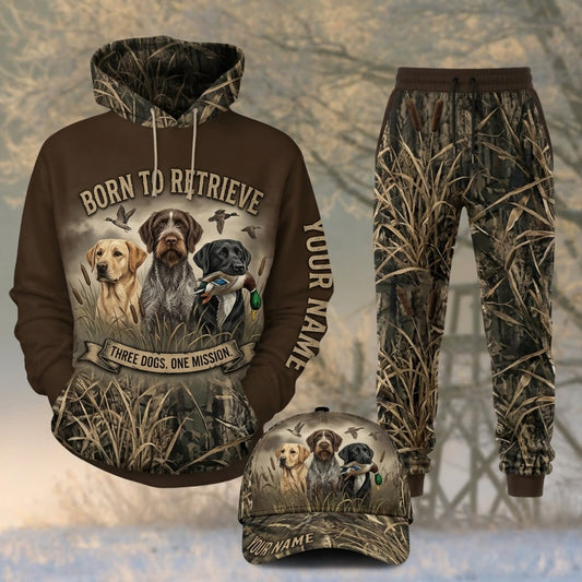 Maxcorners Duck Hunting Born to Retrieve Marsh Grass Brown Personalized 3D Shirts