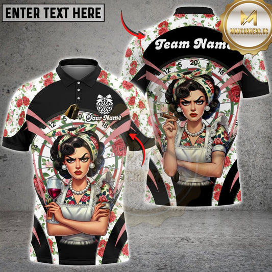 Maxcorners Darts Retro Pinup Lady Floral Dartboard Multicolor Customized Name, Team Name 3D Shirts