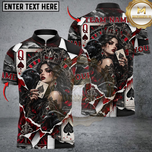 Maxcorners Darts Dark Gothic Queen Playing Cards Artwork Customized Name, Team Name 3D Shirts