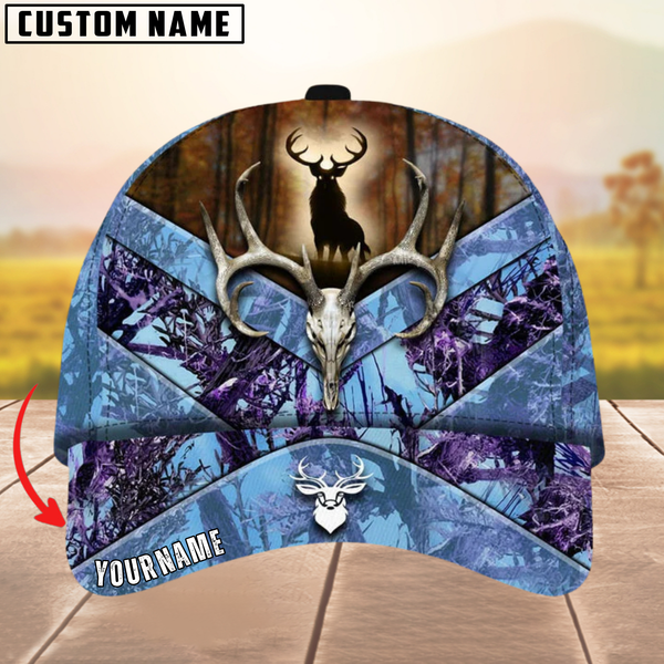 Maxcorners Unique Skull Deer Hunting Multicolor Personalized Name 3D Cap