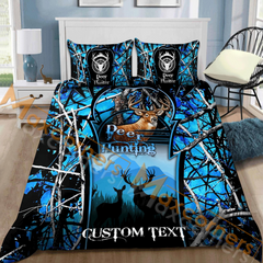 Maxcorners Custom Text Camo Deer Hunting Mutilcolor Option Bedding Set 3D All Over Printed