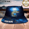 Maxcorners Fishing Green Camo Fishing Adventure with Dynamic Splash Personalized Name 3D Bucket Hat (13 Fish Species)