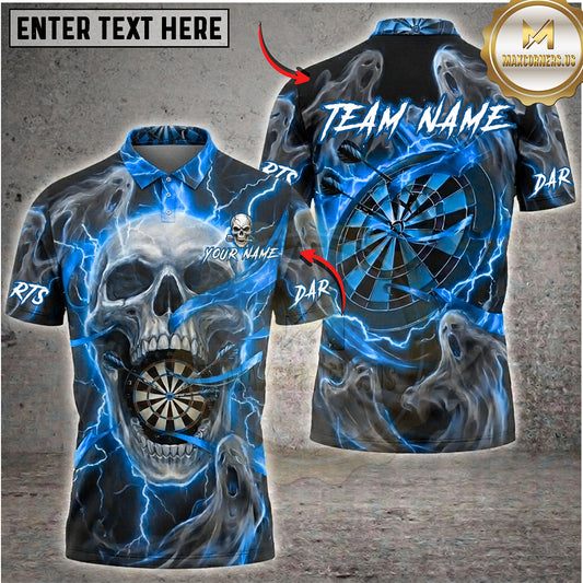 Maxcorners Darts Storm Skull Smoke Dartboard Multiple Options Personalized Name, Team Name 3D Shirt