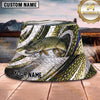 Maxcorners Fishing Metallic Green Fish Scale Abstract Sport Personalized 3D Bucket Hat (13 Fish Species)