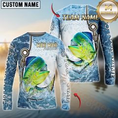 Maxcorners Mahi-Mahi Fishing Golden Hook Graphic Sport Custom Name & Team Name 3D Shirts