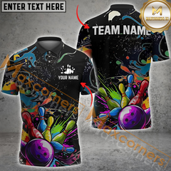 Maxcorners Elite Bowling Jersey Multicolor Option Customized Name, Team Name 3D Polo Shirt