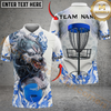 Maxcorners Angry Wolf Disc Golf Polo Personalized Name, Team Name 3D Shirt (4 Colors)