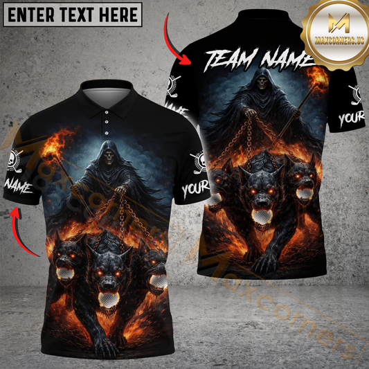 Maxcorners Shadow Reaper Golf Polo Personalized Name, Team Name 3D Shirt (4 Colors)