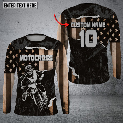 Maxcorners Motorcycle Maverick Denim Personalized Name 3D Shirt