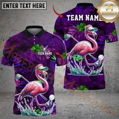 Maxcorners Tropical Flamingo Golf Polo Shirt, Customized Name & Team Name 3D Shirts (4 Colors)