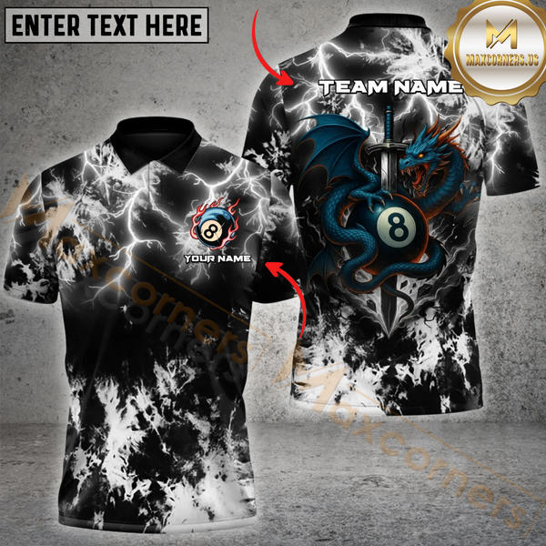 Maxcorners Billiard 8-Ball Snake Tide Dye  Personalized Name 3D Unisex Shirt