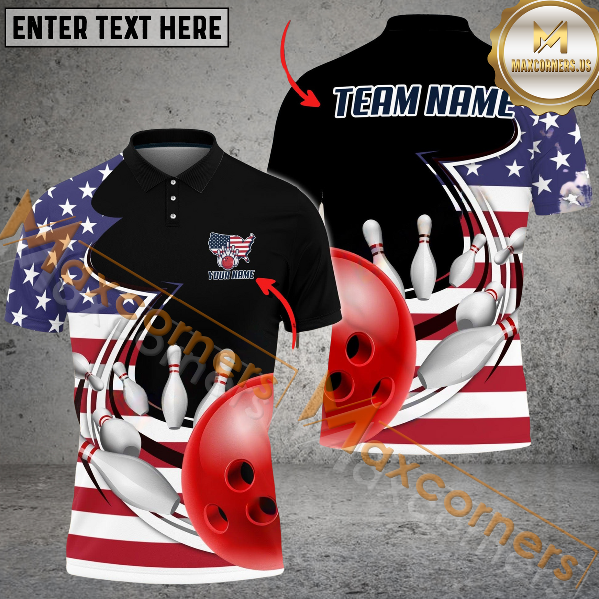 Maxcorners American Curve Strike Bowling Jersey Multicolor Option Customized Name, Team Name 3D Shirt