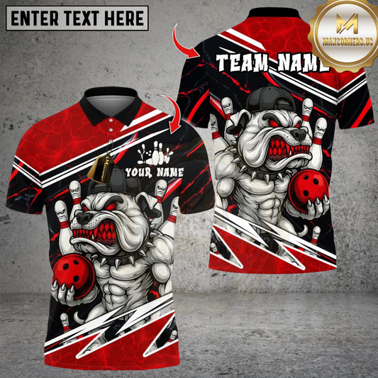Maxcorners Bowling Angry Muscle Dog Multicolor Customized Name, Team Name 3D Shirts