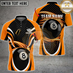 Maxcorners Billiards 8-Ball Flame Flow Multicolor Customized Name, Team Name 3D Shirt