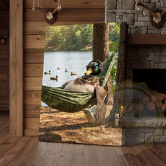 Maxcorners Duck Canvas Hammock Lake Relaxing Headphones Reading Canvas Wall Art