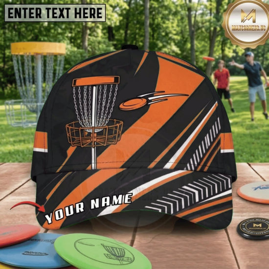 (7 Colors) Maxcorners Disc Golf Dynamic Stripe Chain Basket Personalized Name 3D Cap LM3009