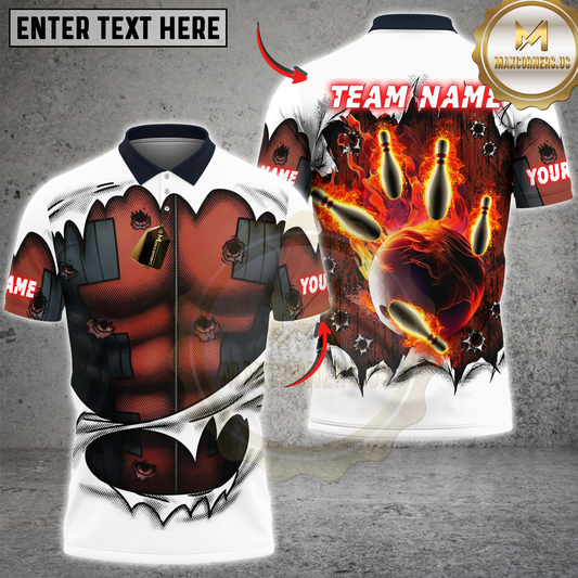 Maxcorners Bowling Mercenary Fire Strike Personalized Name 3D Unisex Shirt