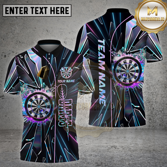 Maxcorners Dart Cyber Neon Impact Dartboard Multicolor Options Personalized Name, Team Name 3D Shirt (4 Colors)
