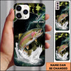 Maxcorners Green Camo Lightning Water Splash Personalized Name Phone Case (13 Fish Species)