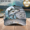 Maxcorners Fishing Olive Scale Wave Splash Circle Logo Personalized Name 3D Cap (12 Fish Species)