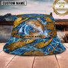 Maxcorners Fishing Blue Water Golden Armor Plate Personalized 3D Bucket Hat (13 Fish Species)