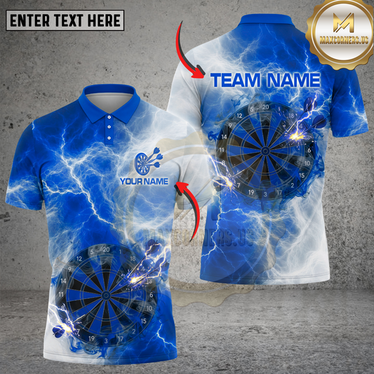 Maxcorners Dart Polo Shirt Electric Lightning Dartboard Multicolor Options Personalized Name, Team Name 3D Shirt (4 Colors)