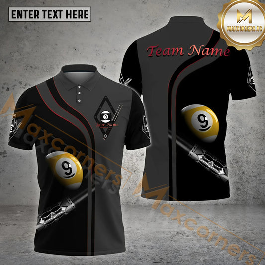 Maxcorners 9 Ball Deep Fantasy Billiard Jersey Multicolor Options Personalized Name, Team Name 3D Shirt (4 Colors)