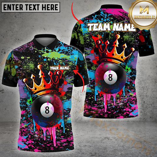 Maxcorners Billiard 8 Ball King Graffiti Customized Name, Team Name 3D Unisex Shirt