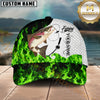 Maxcorners Fishing Water Green Flame Multi Options Personalized Name 3D Cap (12 Fish Species)