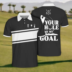 Maxcorners Your Hole Is My Goal Skull Golf Polo Shirt, Mens Golf Shirt, Funny Golf Shirt