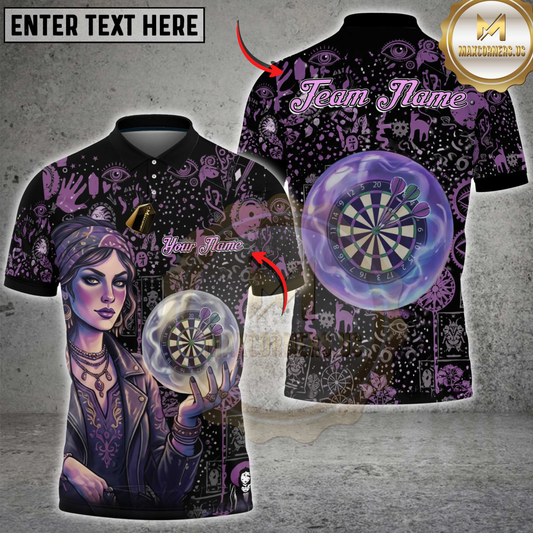 Maxcorners Darts Mystic Fortune Teller Crystal Ball Dartboard Art Personalized Name, Team Name 3D Shirt