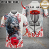 Maxcorners Angry Wolf Disc Golf Polo Personalized Name, Team Name 3D Shirt (4 Colors)