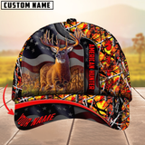 Maxcorners Best USA Flag Pattern Deer Hunting Camouflage Multicolor Personalized Name 3D Cap