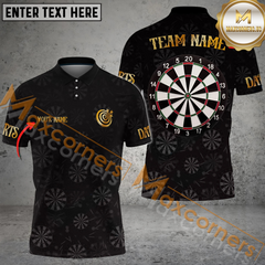 Maxcorners Darts Golden Time Multicolor Option Customized Name, Team Name 3D Polo Shirt