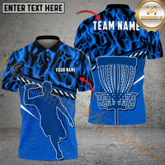 Maxcorners Disc Golf Fire Flame Player Silhouette Personalized Name, Team Name 3D Shirt (4 Colors)