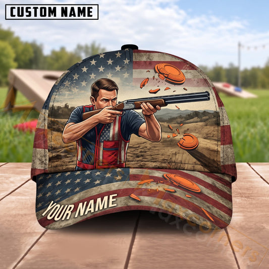 Maxcorners Trap & Skeet Shooting Vintage Field Shooter Personalized Name 3D Cap