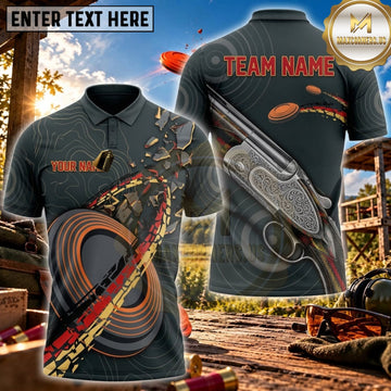 Maxcorners Clay Shooting Black Shotgun Clay Target Personalized Name 3D Unisex Shirt