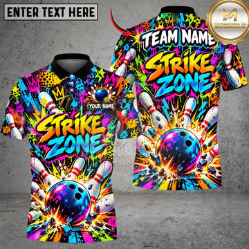 Maxcorners Bowling Neon Strike Zone Explosion Personalized Name 3D Unisex Shirt