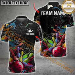 Maxcorners Elite Bowling Jersey Multicolor Option Customized Name, Team Name 3D Polo Shirt