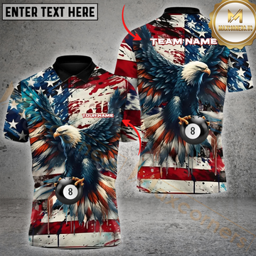 Maxcorners Billiard 8-Ball Patriot Break Personalized Name 3D Unisex Shirt