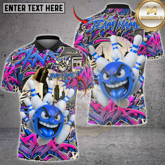 Maxcorners Bowling Urban Rage Graffiti Style Multicolor Customized Name, Team Name 3D Shirts