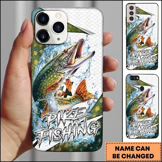 Maxcorners Pike Fishing Dynamic Water Scale Personalized Name 3D Phone Case