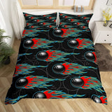 Maxcorners Fire Bowling Ball And Pins 3D Bedding Set