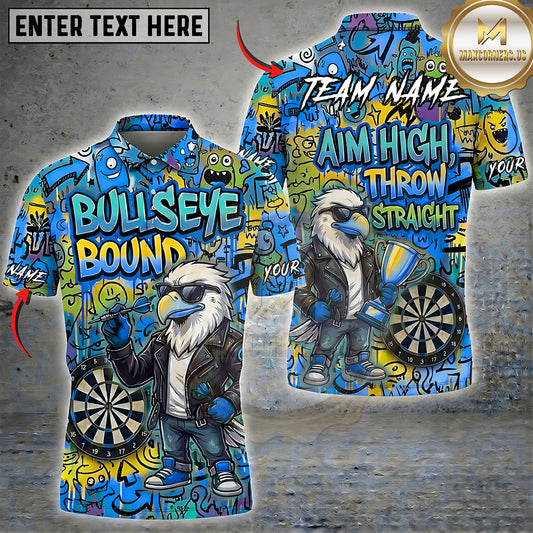 Maxcorners Darts Bullseye Bound Eagle Motivation Multiple Options Personalized Name, Team Name 3D Shirt