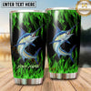 Maxcorners Fishing Tumbler Black Emerald Flame Design Personalized Name Tumbler (13 Species)