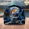 Maxcorners Fishing Thunder Moon Lightning Personalized Name 3D Cap (12 Fish Species)