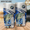 Maxcorners Fishing Tumbler Silver Blue Honeycomb Badge Design Personalized Name Tumbler (13 Species)