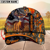 Maxcorners Best USA Flag Pattern Deer Hunting Camouflage Multicolor Personalized Name 3D Cap