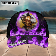 Maxcorners Billiard Ball 9 Fire Skull Crack Personalized Name 3D Cap (4 Colors)